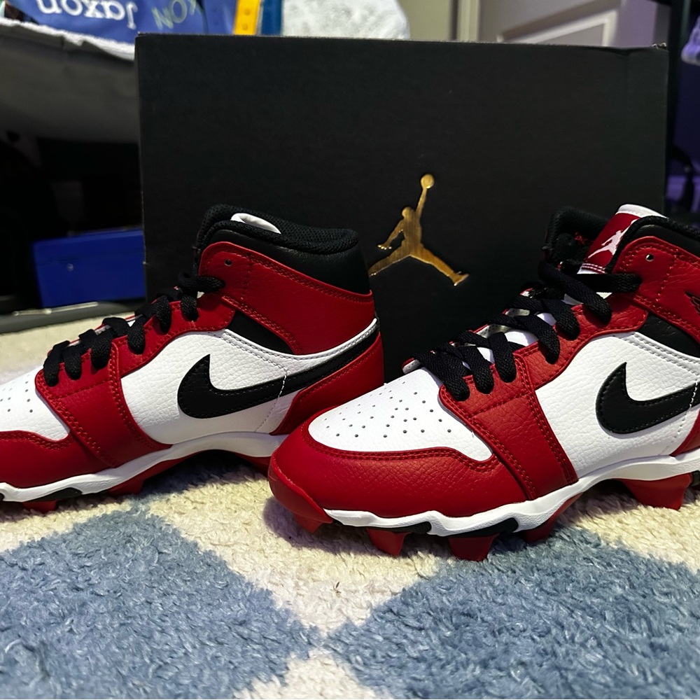 Nike Jordan Mid Red and White  Cleats